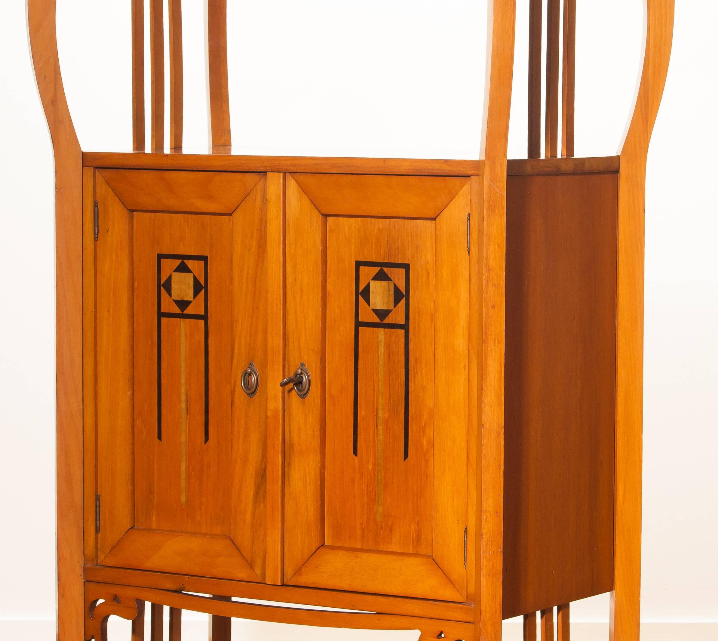 Dutch 1920s, Elm Art Nouveau Cabinet