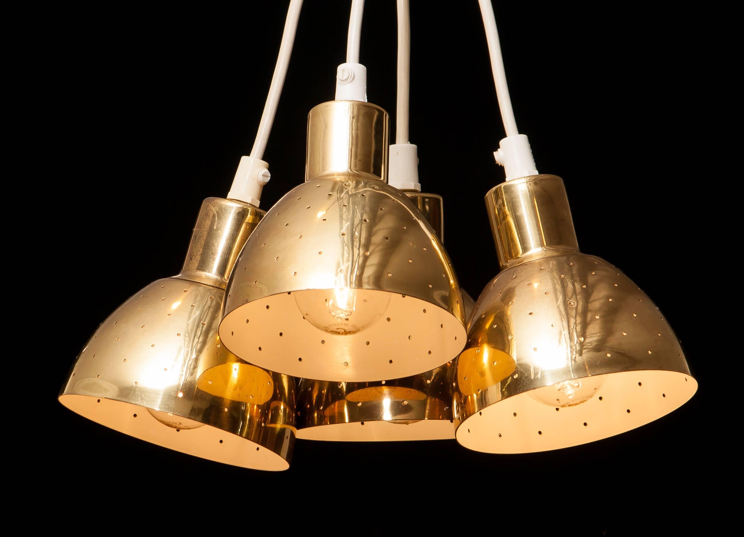 1960s Set of Four Brass Pendants by Hans-Ange Jakobsson for Markaryd Sweden 2