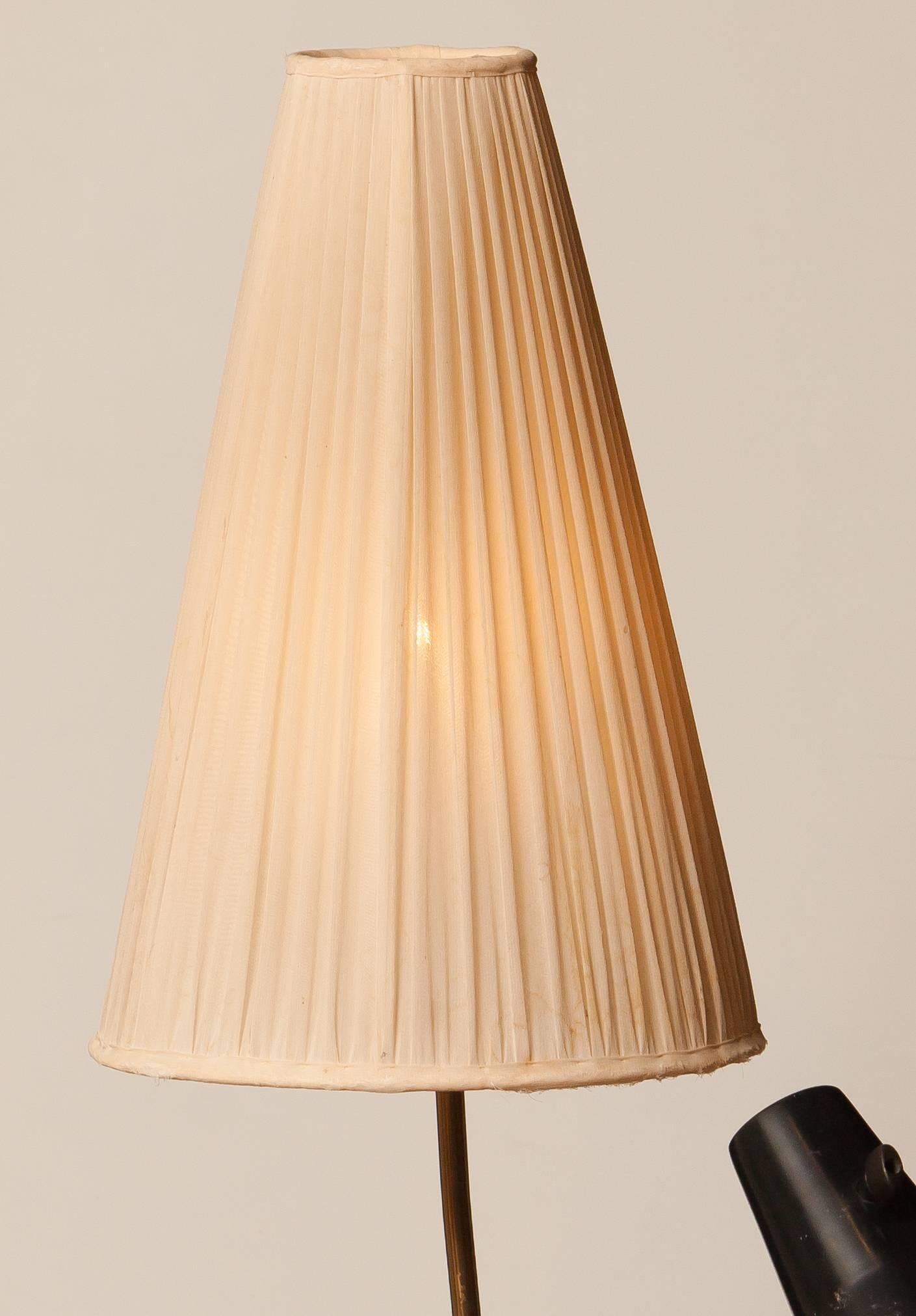 Brass 1950s, Double Shade Floor Lamp by Hans Bergström for Ateljé Lyktan
