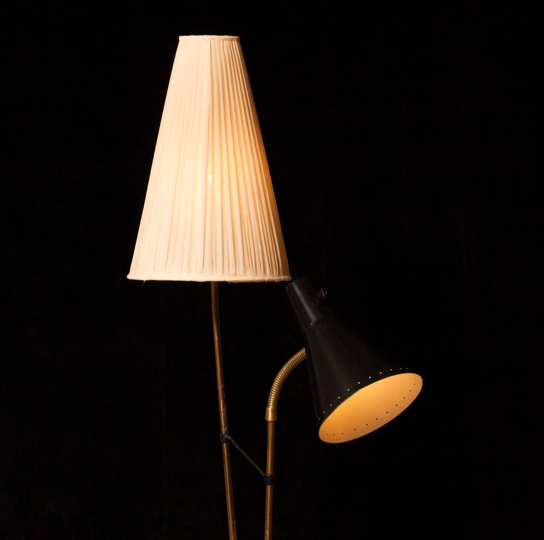 1950s, Double Shade Floor Lamp by Hans Bergström for Ateljé Lyktan In Good Condition In Silvolde, Gelderland