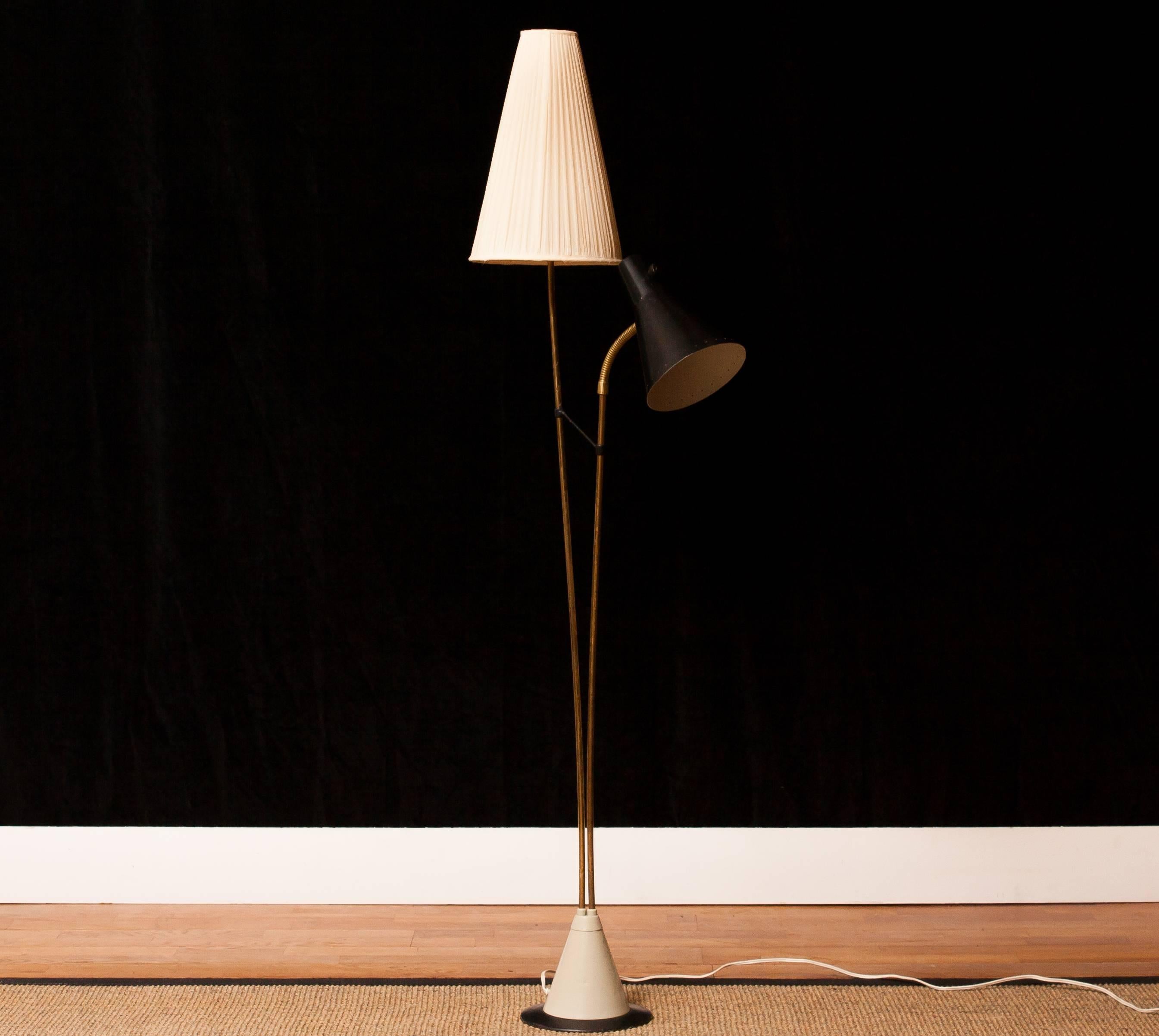 1950s, Double Shade Floor Lamp by Hans Bergström for Ateljé Lyktan 2