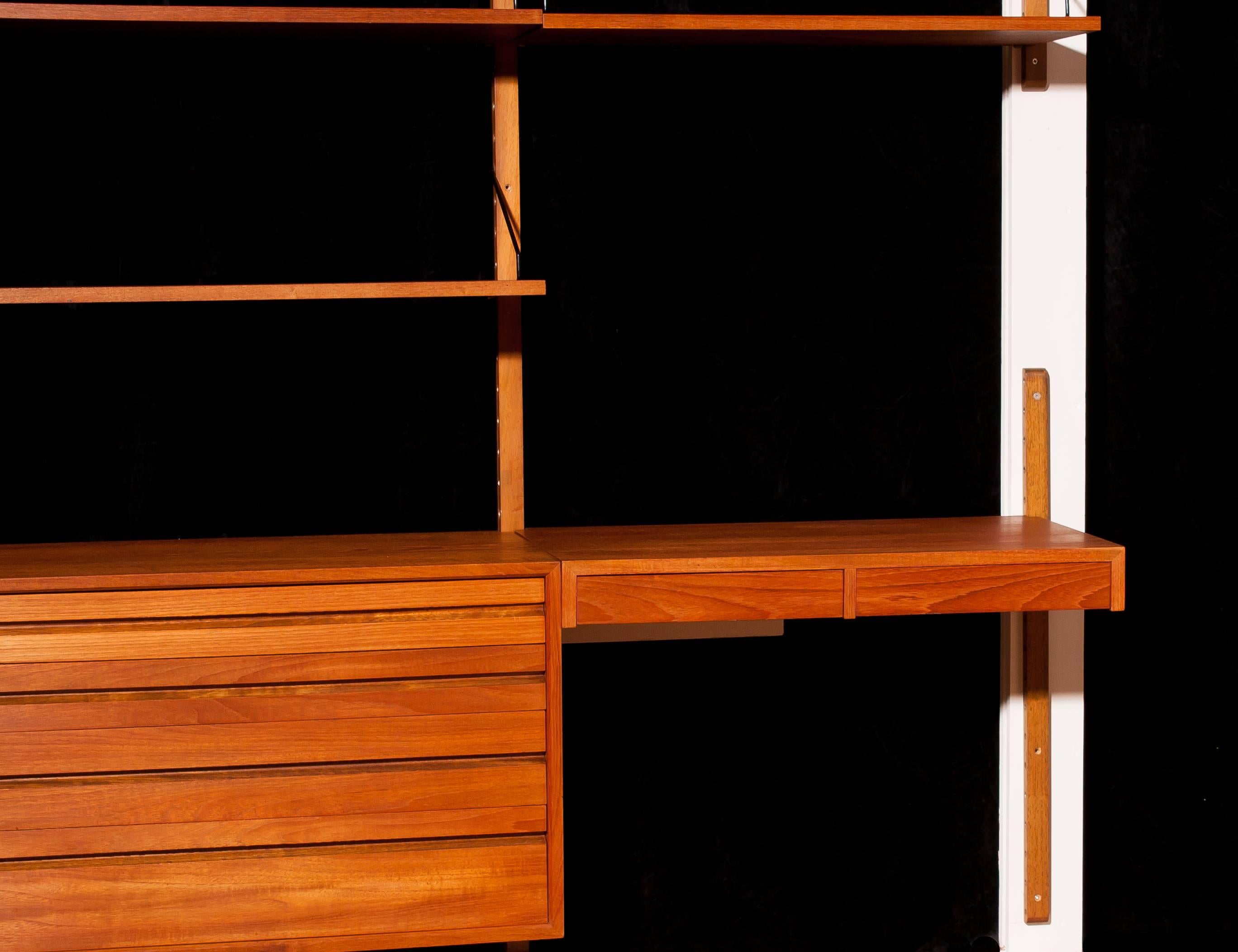 Danish Modulair Teak Wood Wall System by Paul Cadovius for Royal Systems, Denmark, 1960
