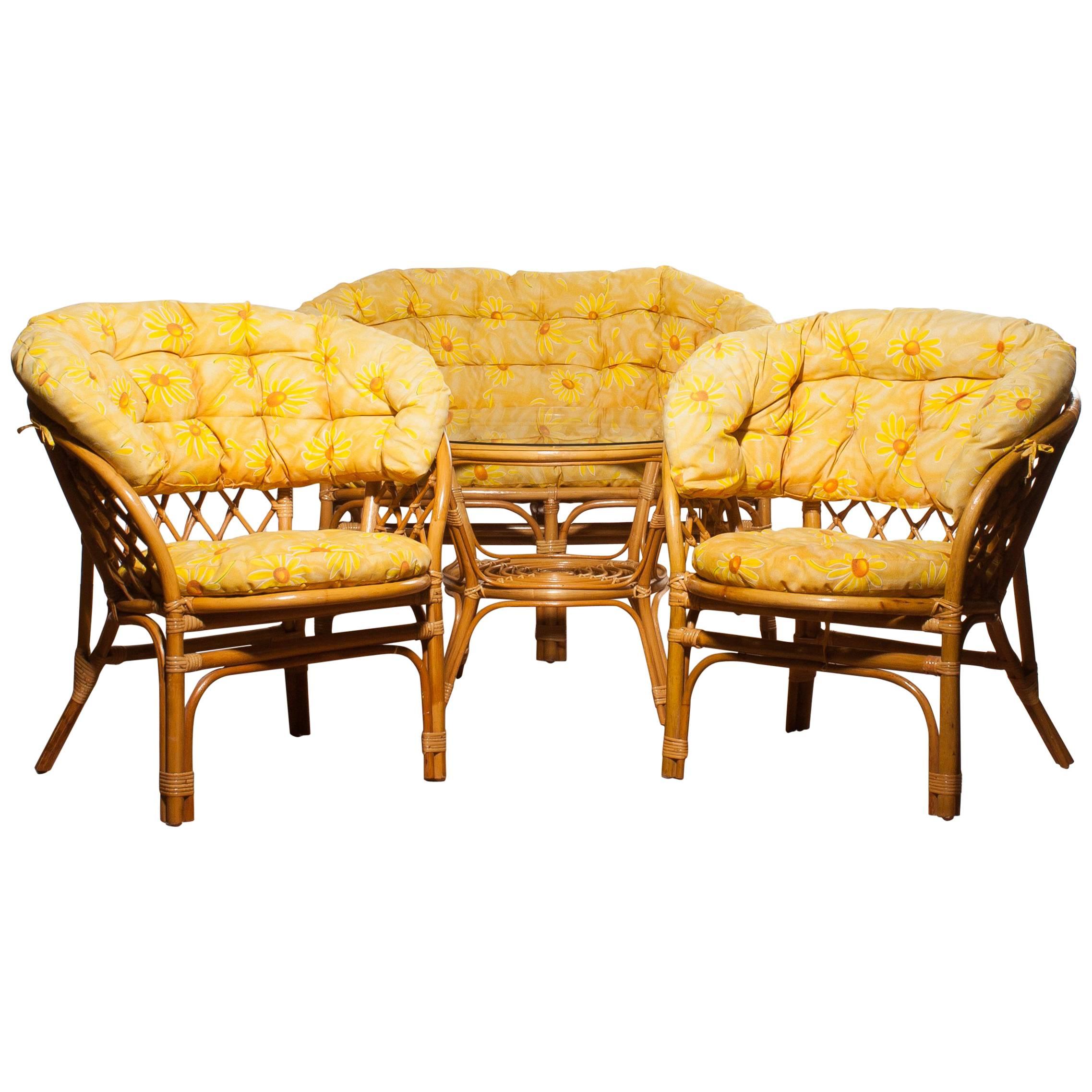 1970s, a Beautiful Rattan Garden Set