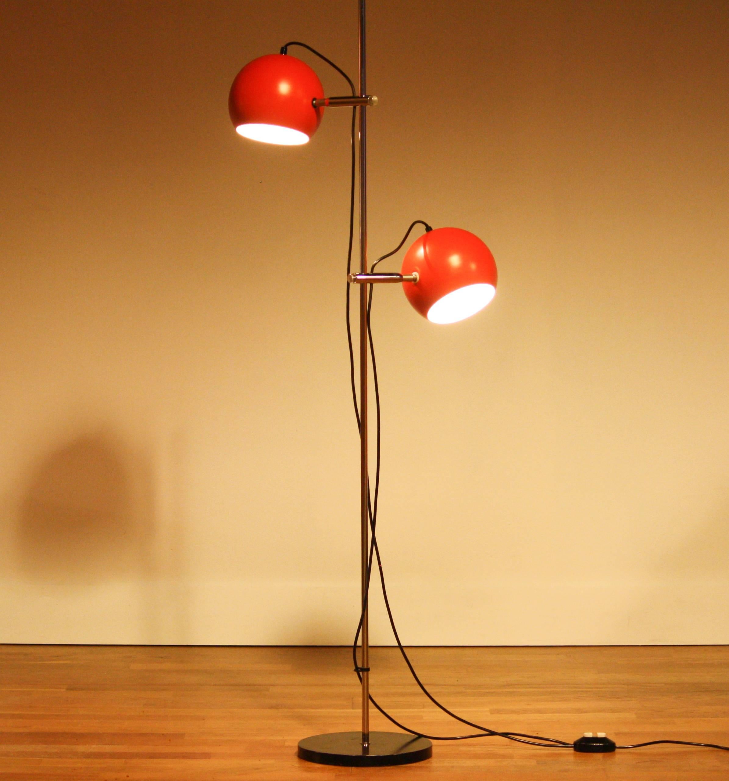 1970s, Two-Light Red Eye-Ball Floor Lamp 2