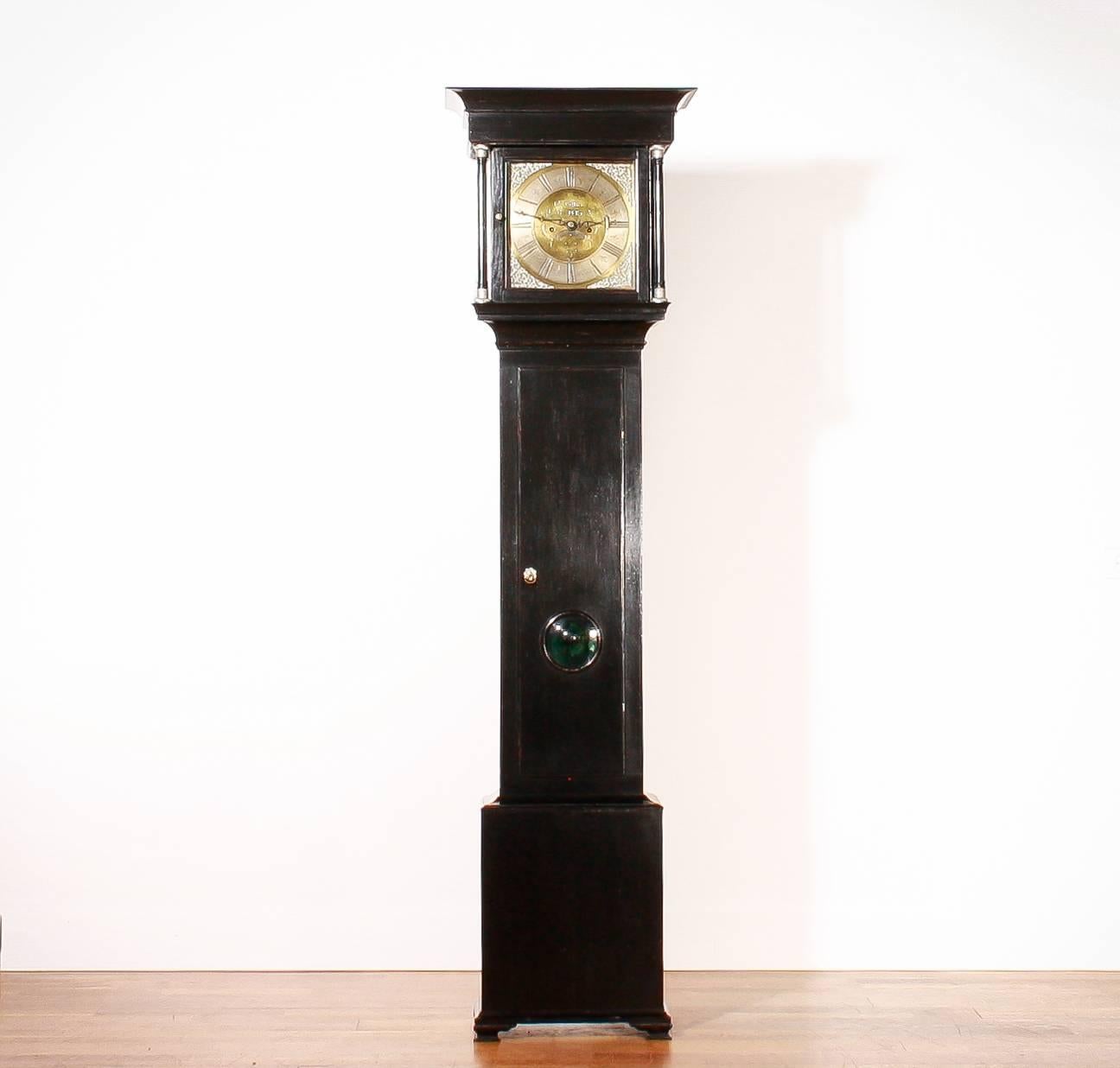 British Early 18th Century, I.W.M., London Longcase Clock in Black Polish