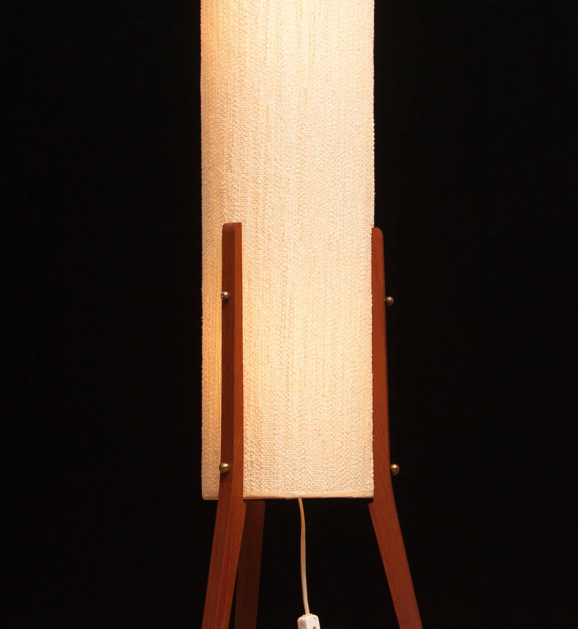 1960s, Large Teak and Chenille Floor Lamp by Fog & Mørup, Denmark In Excellent Condition In Silvolde, Gelderland
