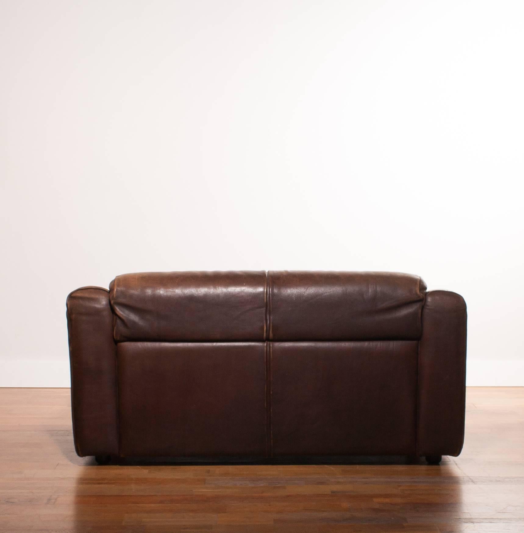 Late 20th Century 1970s Buffalo Leather Two-Seat Sofa