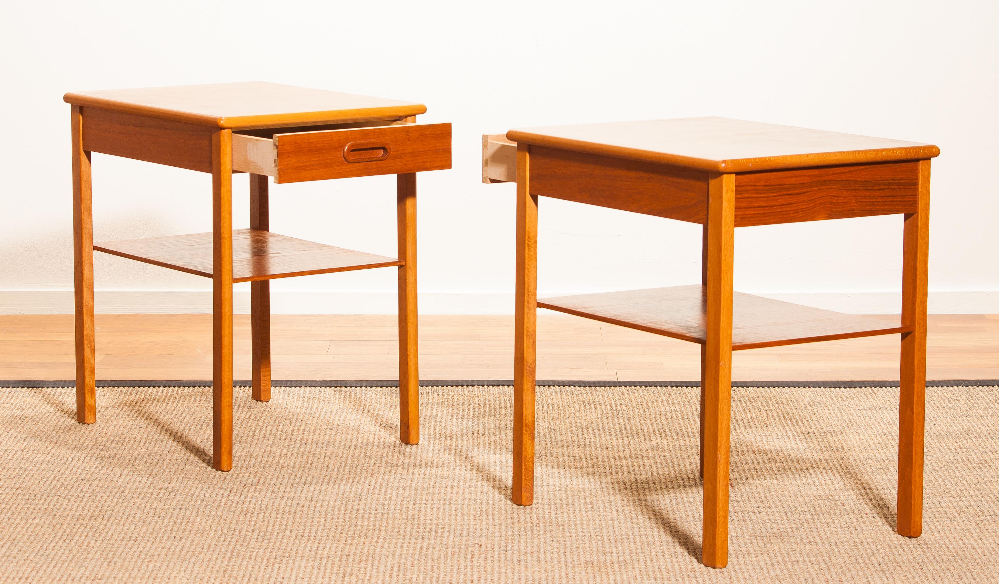 1950s, a Pair of Teak Bedside Tables by Säffle, Sweden 4