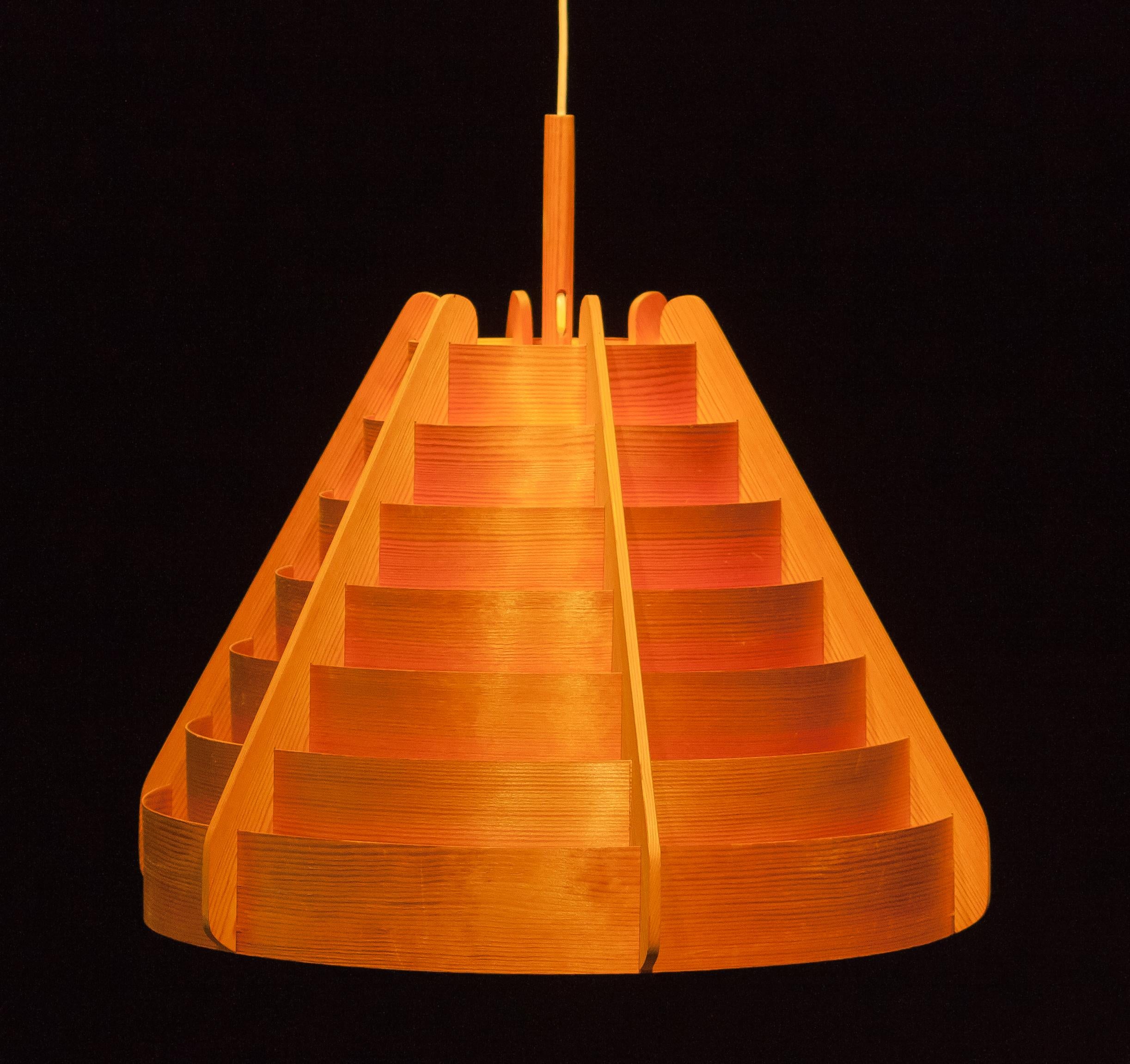 Mid-20th Century 1960s Pine Bent Wood Large Pendant by Hans-Agne Jakobsson for Ellysett