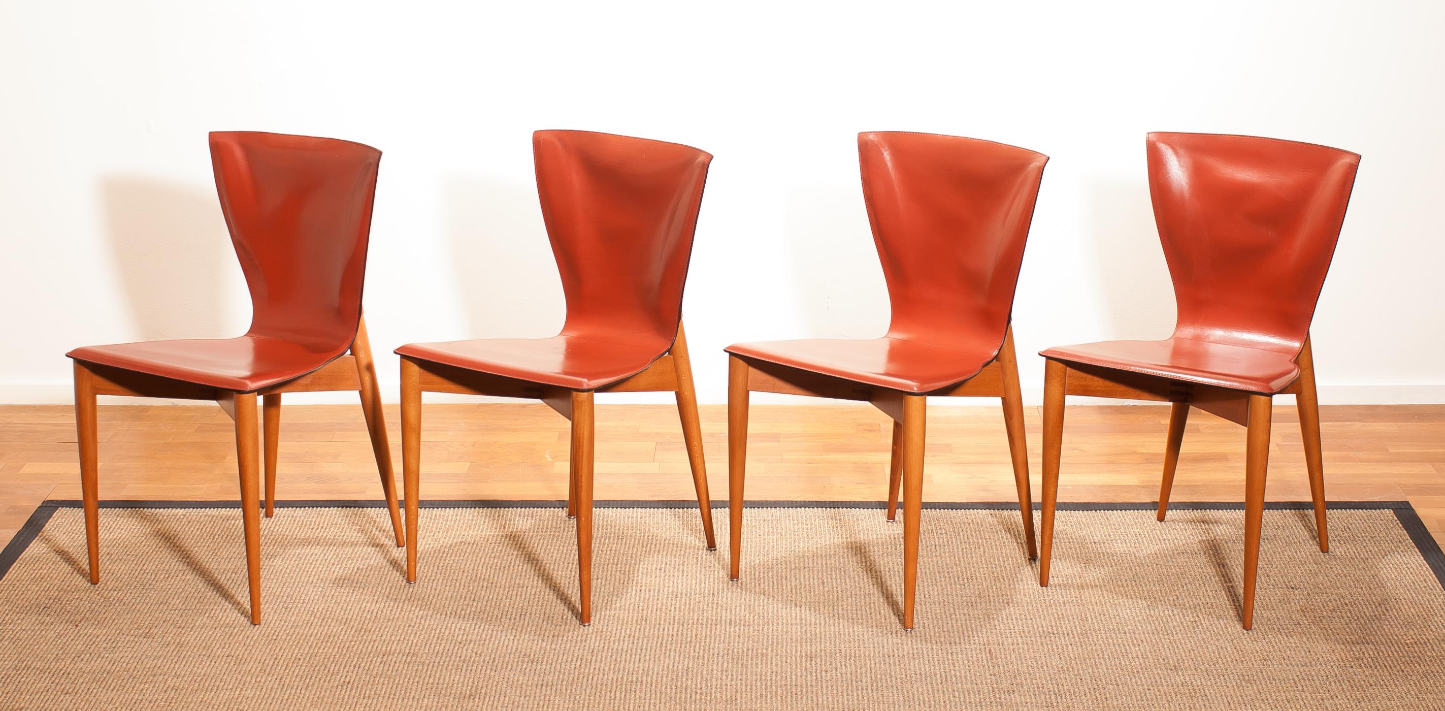 Late 20th Century 1970s Set of Four 'Vela' Dining Chairs by Carlo Bartoli for Matteo Grassi