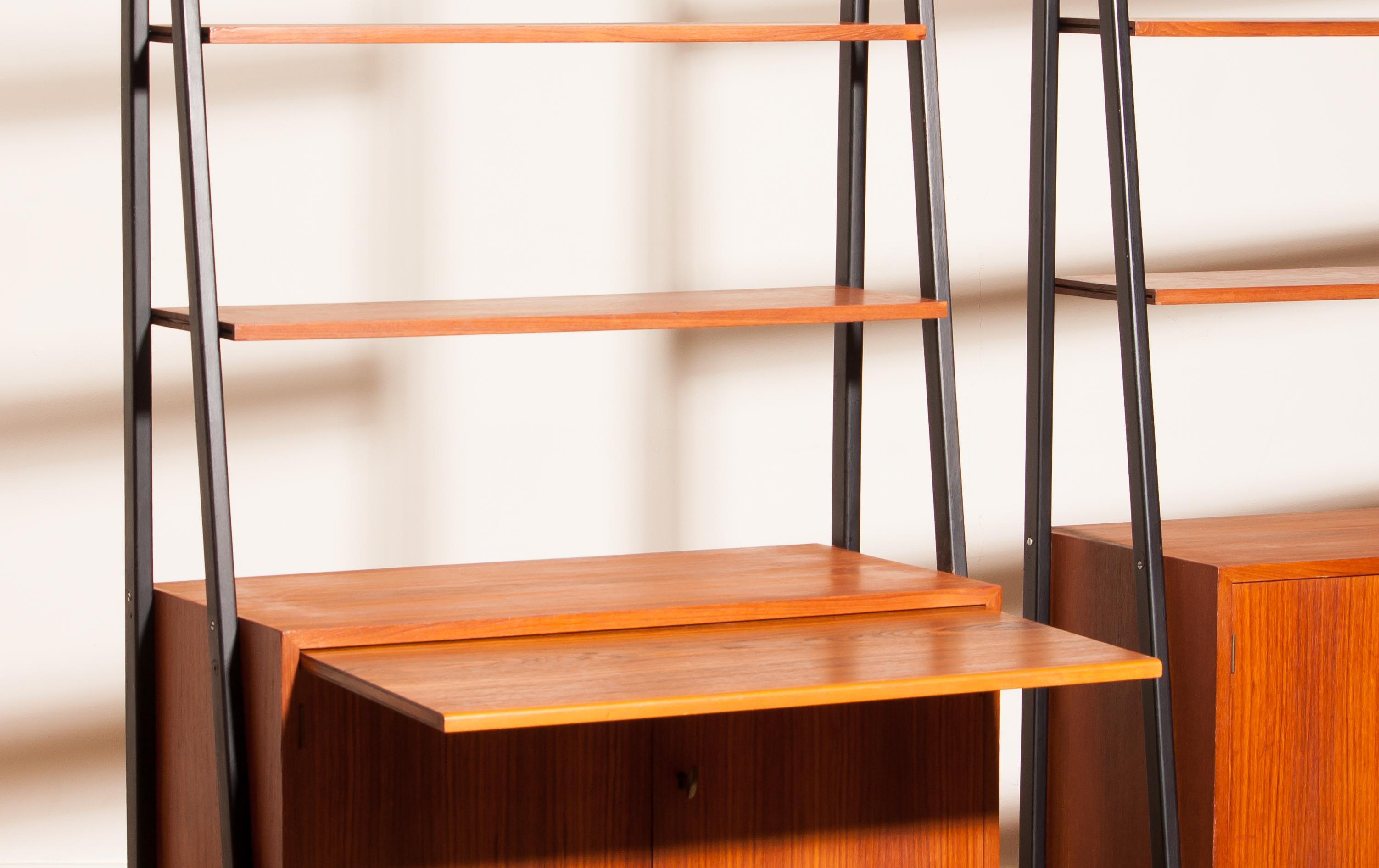 1950s, Set of Two Teak Bookcases Room Dividers Cabinets 1