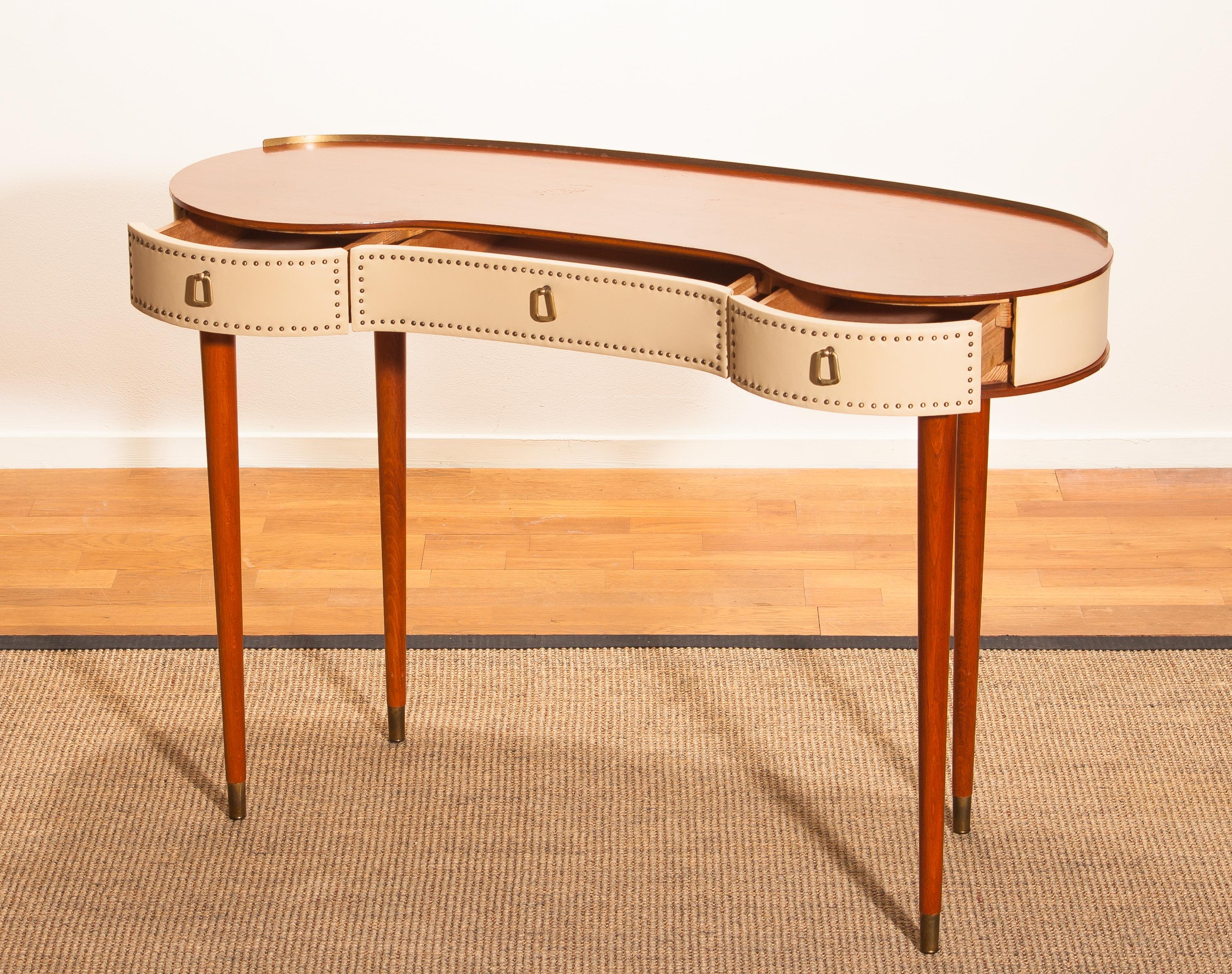 Mid-20th Century Mahogany Vanity or Dressing Table by Halvdan Pettersson for Tibro, Sweden, 1950s