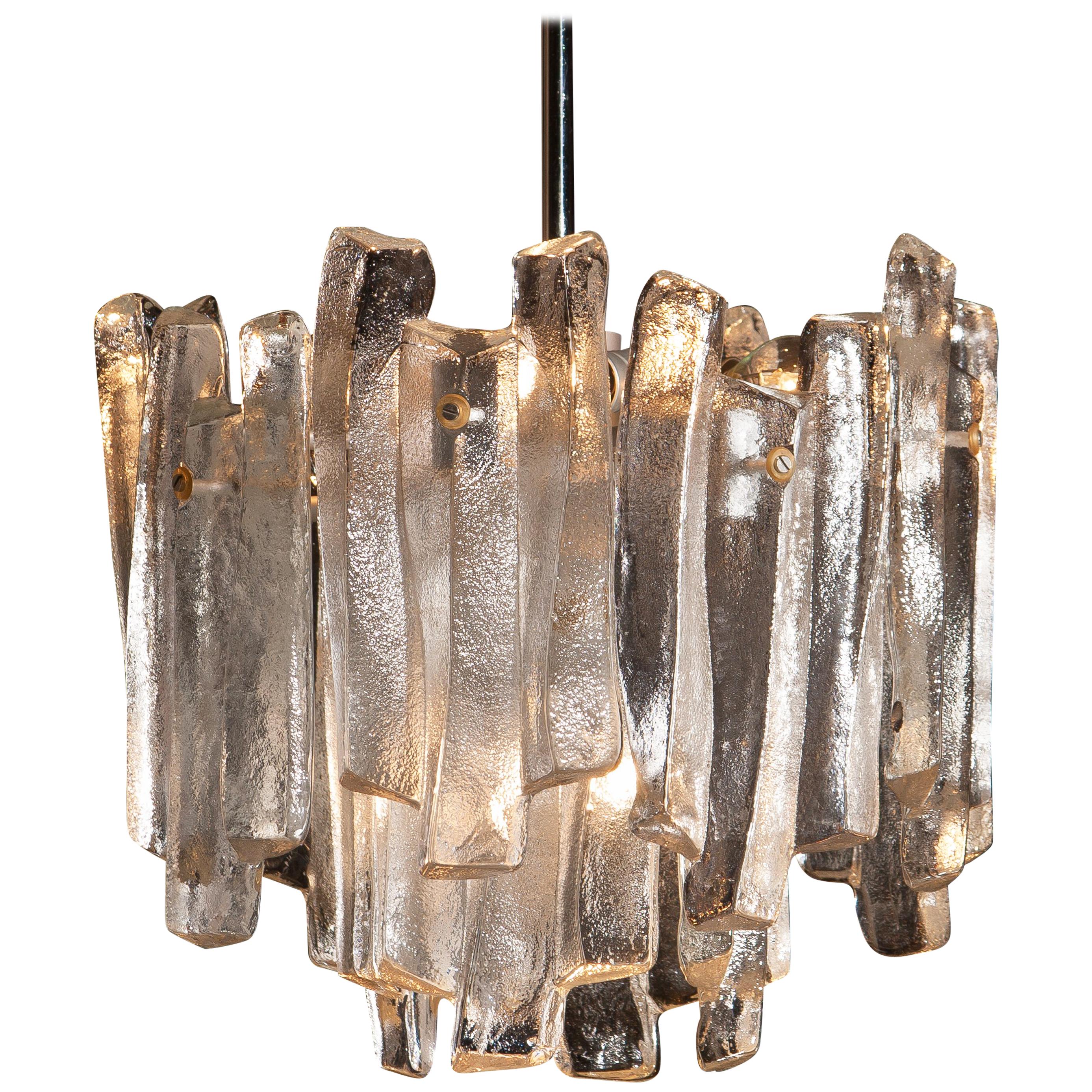 J.T. Kalmar Design Chandelier with Frosted Glass Elements, 1970s