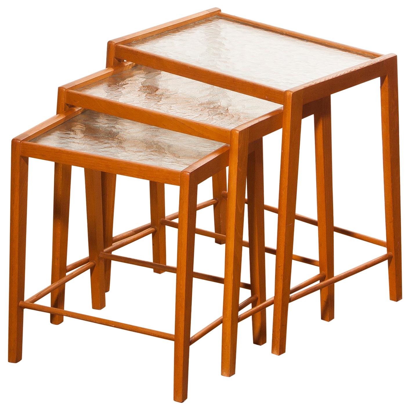 1960s, Set of Three Swedish Beech Nesting Tables