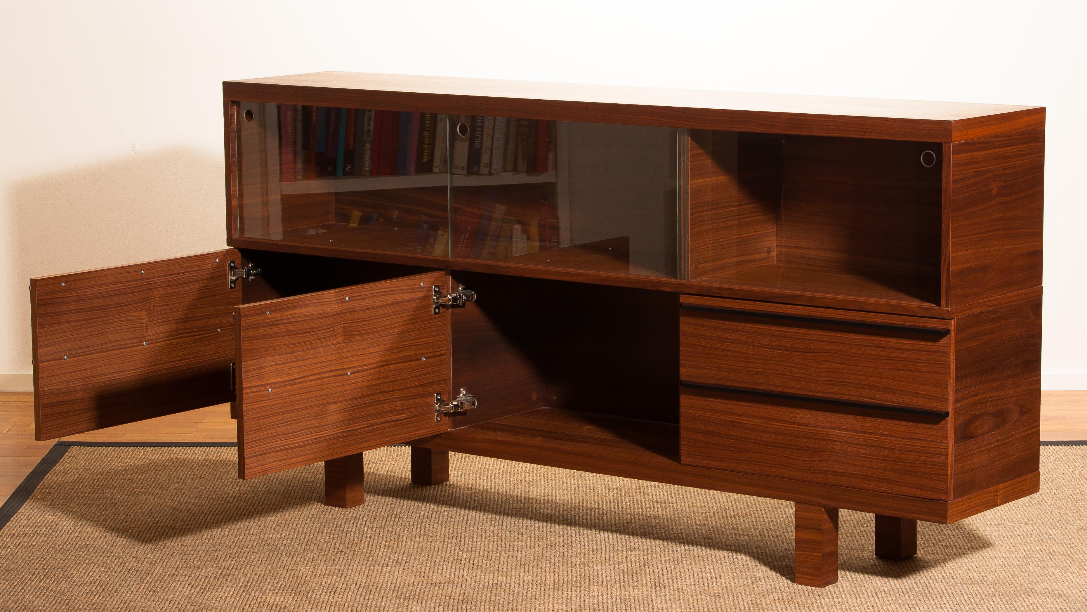 Walnut and Glass Sideboard, Norway, 1980s 1