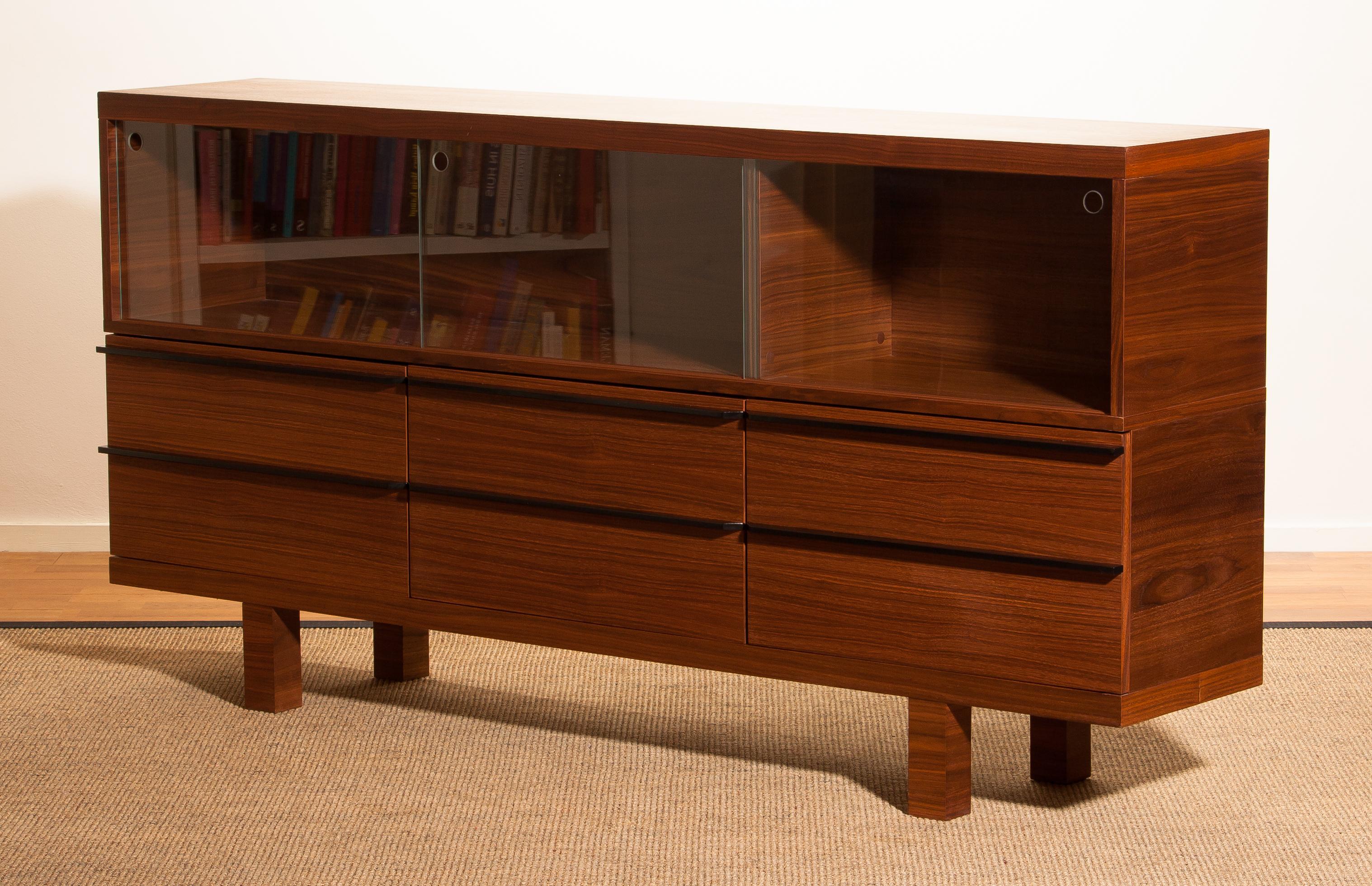 Walnut and Glass Sideboard, Norway, 1980s 4