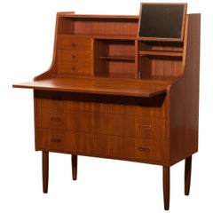 1950s, Teak Secretaire or Dressing Table in Style of Peter Hvind