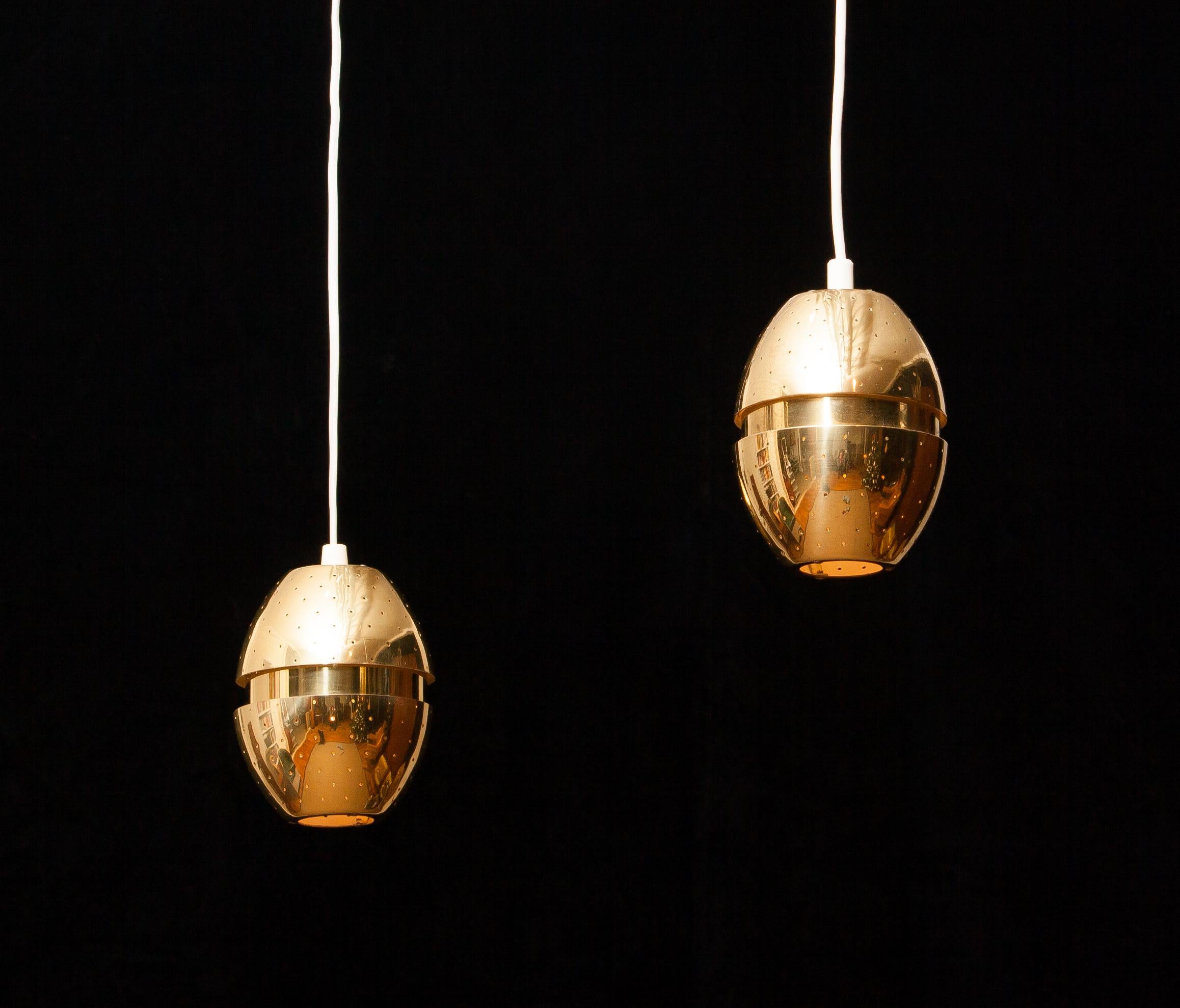 Pair of Brass 'Egg' Pendants by Hans-Agne Jakobsson, 1960s 2