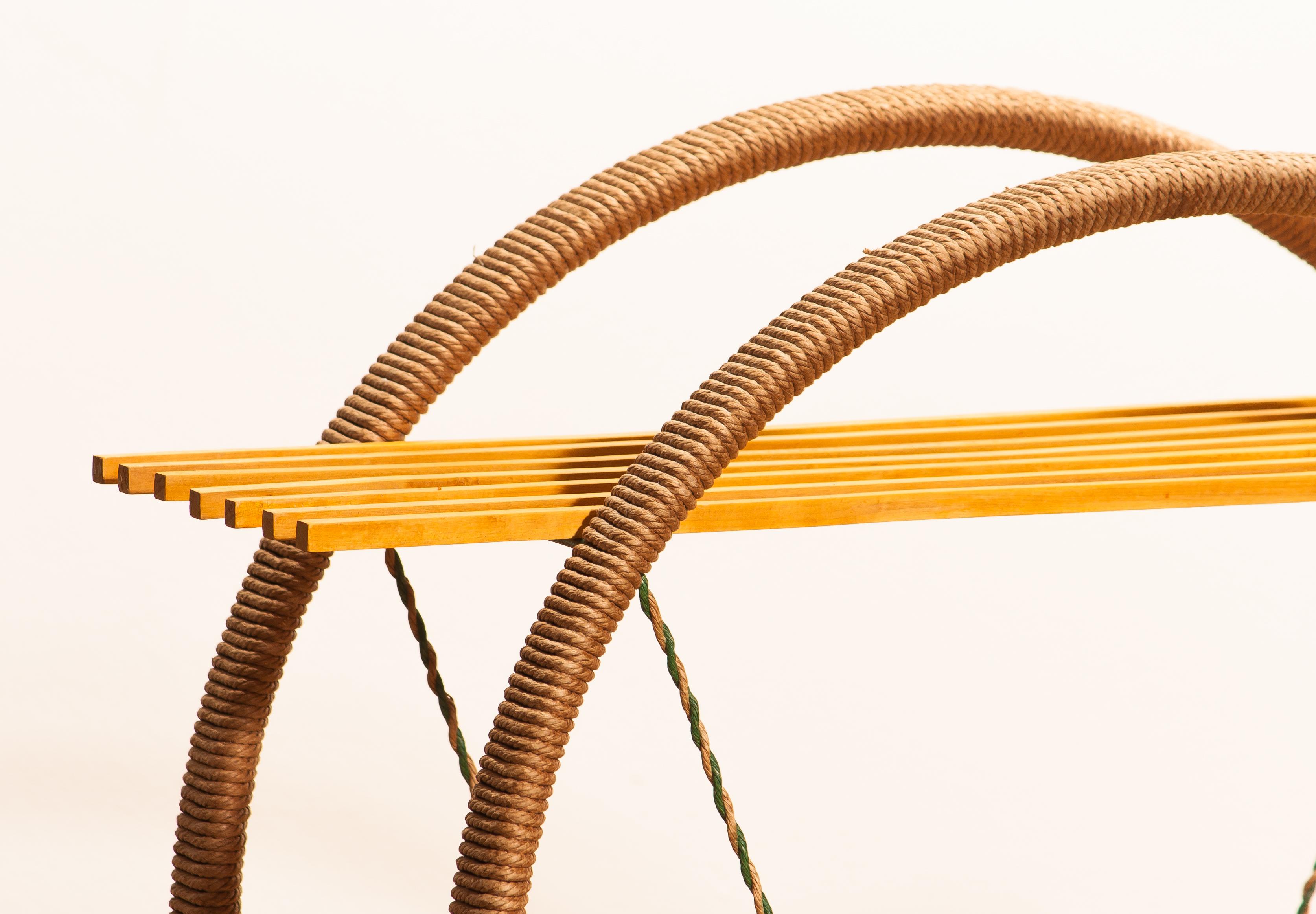 Mid-20th Century 1940s, Swedish Circular Metal Sisal/Paper-Cord Beech Shelves Cabinet