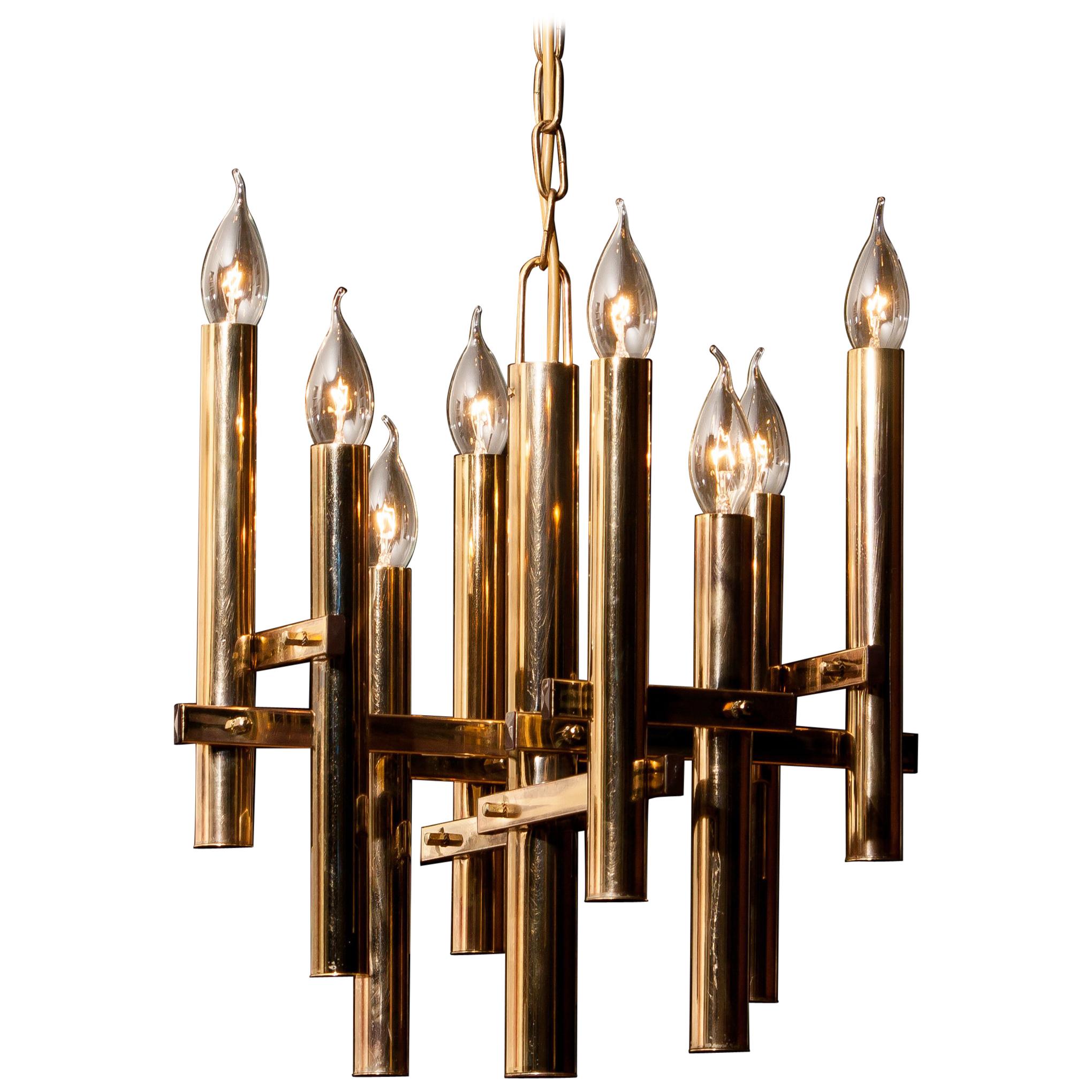 Brass Chandelier by Sciolari, 1960s In Good Condition In Silvolde, Gelderland