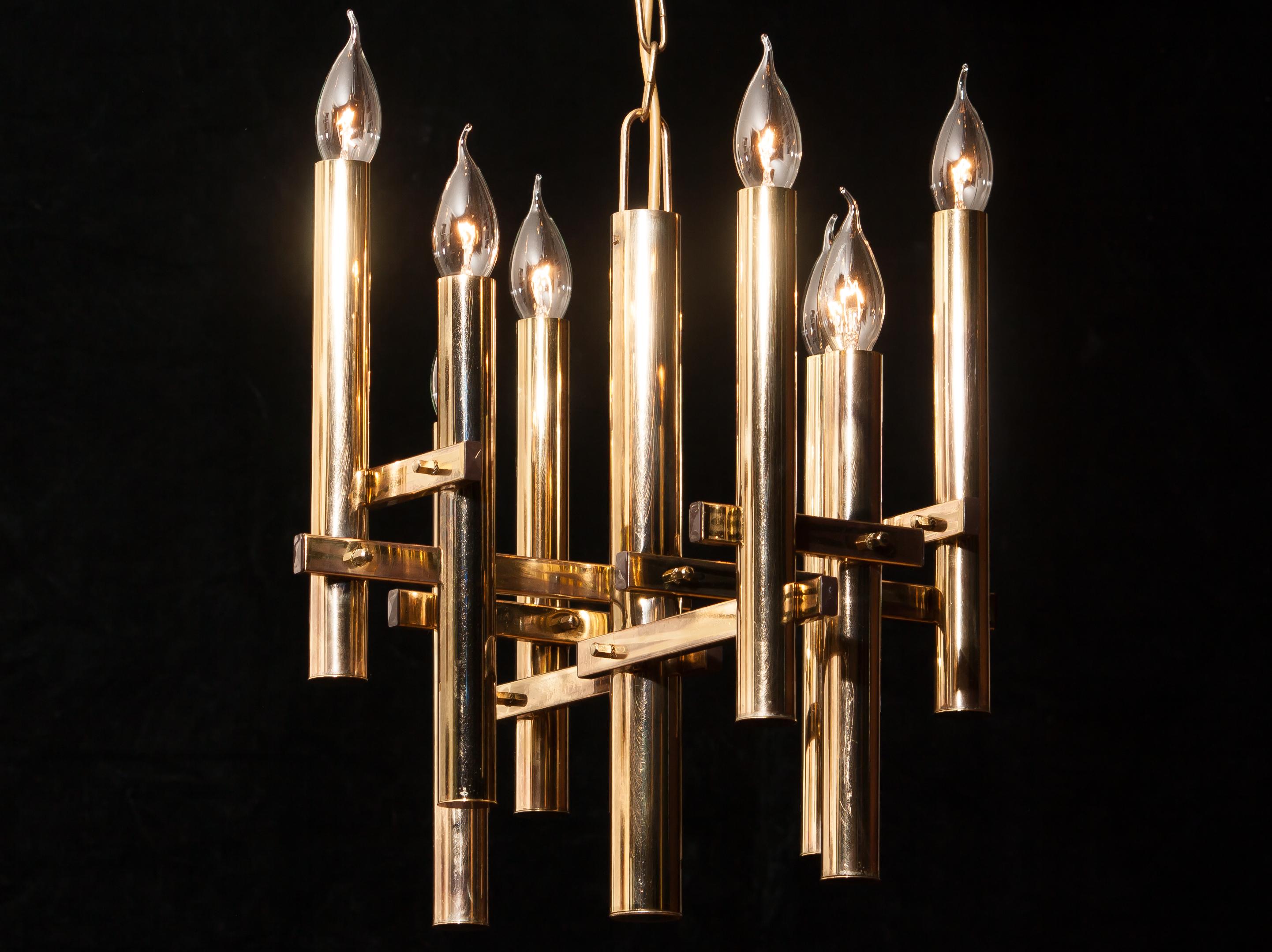 Italian Brass Chandelier by Sciolari, 1960s