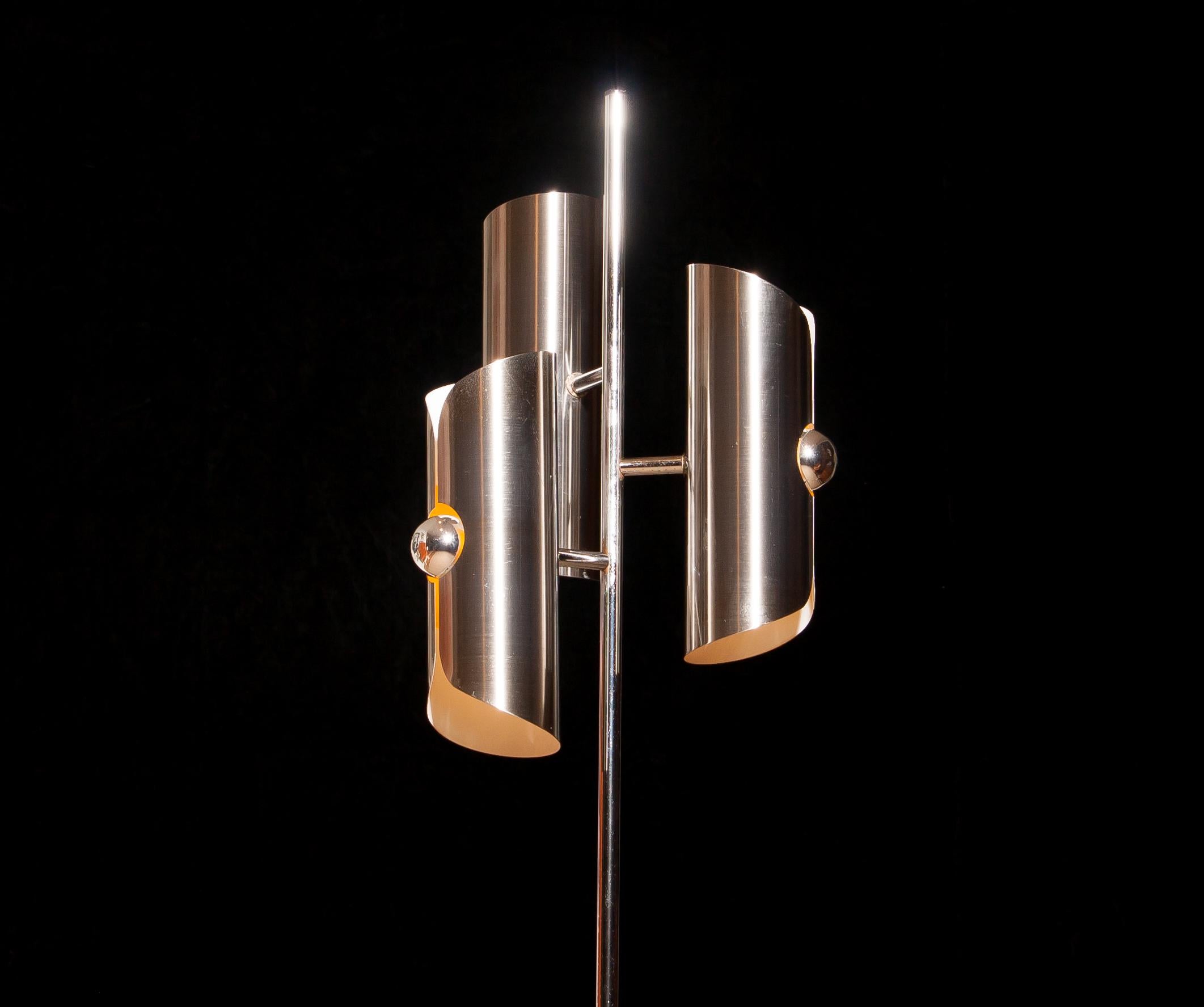 1970, Chrome and Steel Floor Lamp, Italy (Edelstahl)