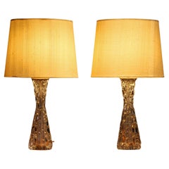 1960s Pair Swedish Table Lamps in Clear Crystal by Carl Fagerlund for Orrefors