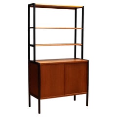 Scandinavian Bookcase In Teak With Black Lacquered Stands By Bertil Fridhagen 