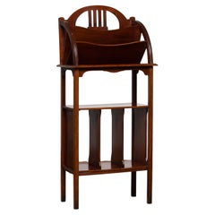Swedish Art Nouveau / Deco Magazine / Menu Card / News Paper Rack In Mahogany.