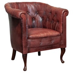 Sedia da club Chesterfield svedese degli anni '30 - Pelle imbottita e gambe a cavalletto
