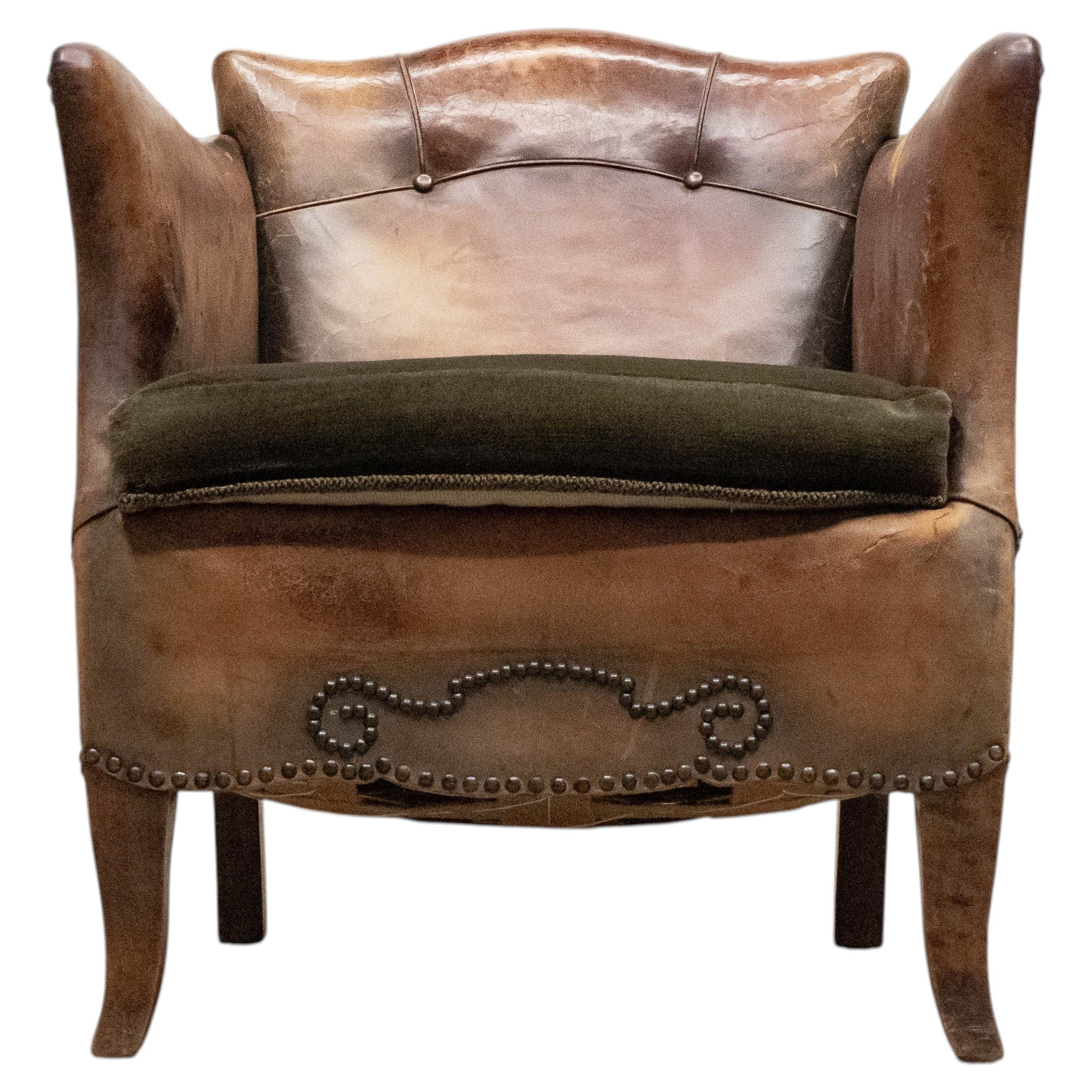 1920s Tan Leather Club Chair Attributed To Otto Schulz For Boet Sweden For Sale