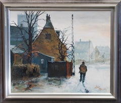 1960s, Oil on Canvas By Allan Karms "Walk Through Town", Denmark