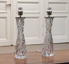 Pair of 1960s Swedish Crystal Table Lamps by Carl Fagerlund for Orrefors