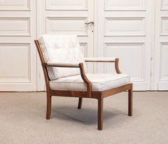 1960s , Slim And Elegant Danish Rosewood Lounge Chair With Jacquard Cushions