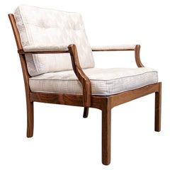 1960s , Slim And Elegant Danish Rosewood Lounge Chair With Jacquard Cushions
