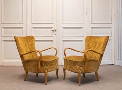 1940s Pair Modern Lounge Chairs Attributed To Alfred Christensen. Denmark