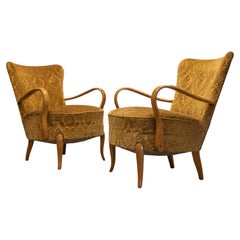 1940s Pair Modern Lounge Chairs Attributed To Alfred Christensen. Denmark