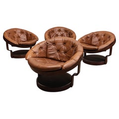 Four 1970 Leather “Convair” Swivel Chairs, by Oddmund Vad for Vad Trevarefabrikk