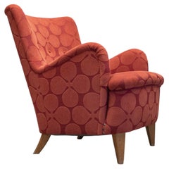 1940s Swedish Modern Lounge Chair in Four-Leaf- Clover Chenille and Beech