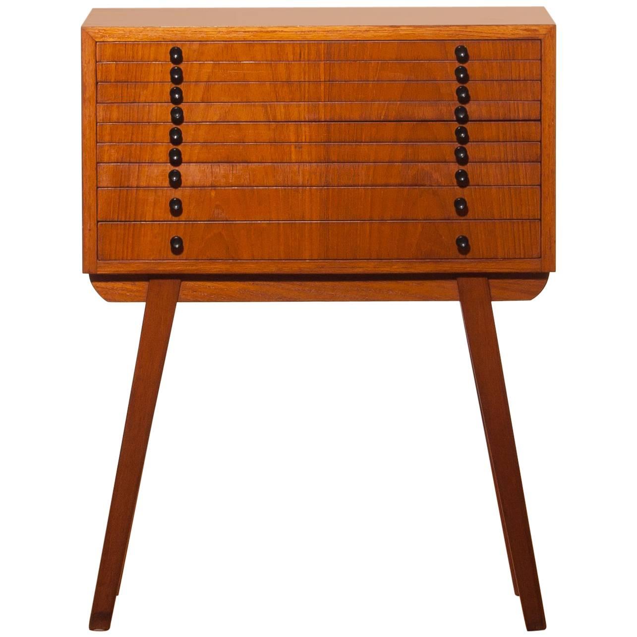 1950s, Teak Coin Collectors Chest of Drawers