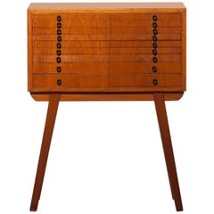 1950s, Teak Coin Collectors Chest of Drawers