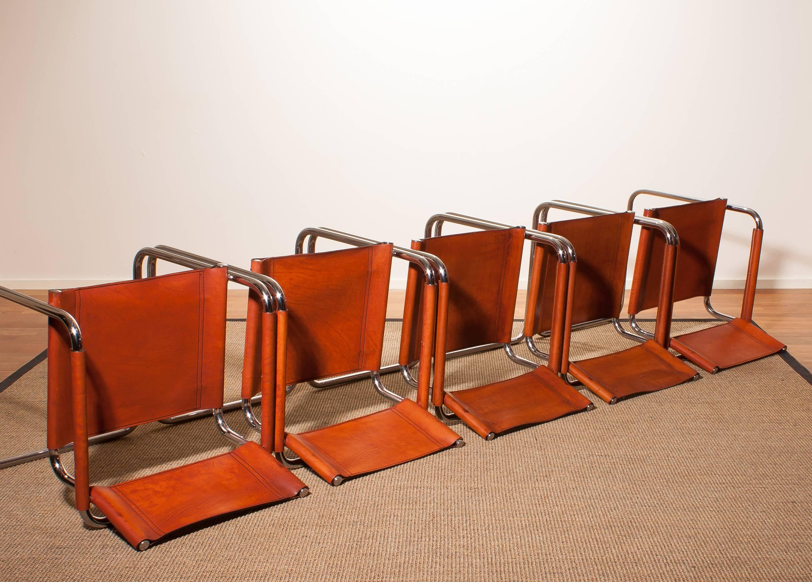 1970s, Set of Five 'Tubular Steel' Dining Chairs by Mart Stam for Jox Interni 1