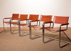 1970s, Set of Five 'Tubular Steel' Dining Chairs by Mart Stam for Jox Interni