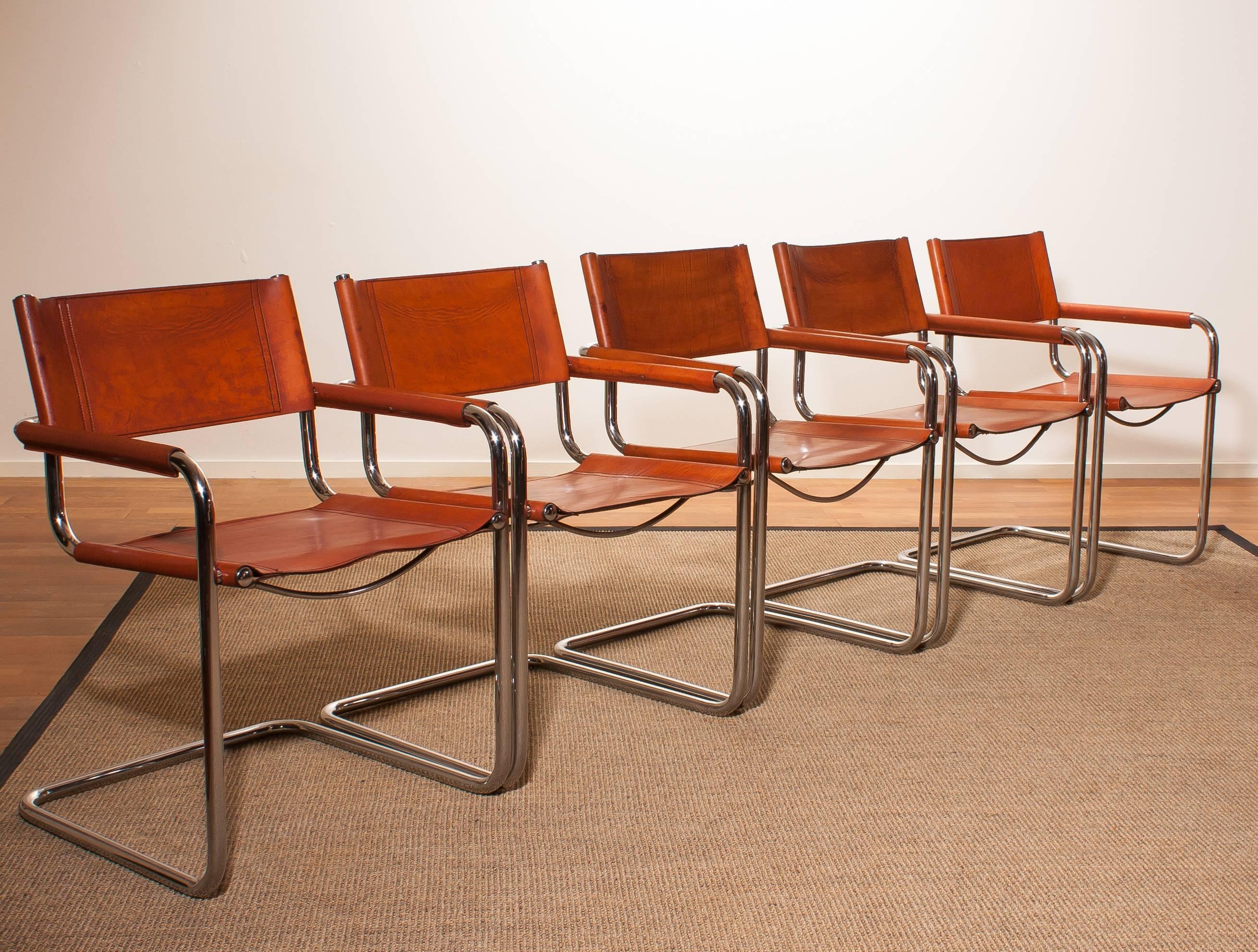 1970s, Set of Five 'Tubular Steel' Dining Chairs by Mart Stam for Jox Interni 2