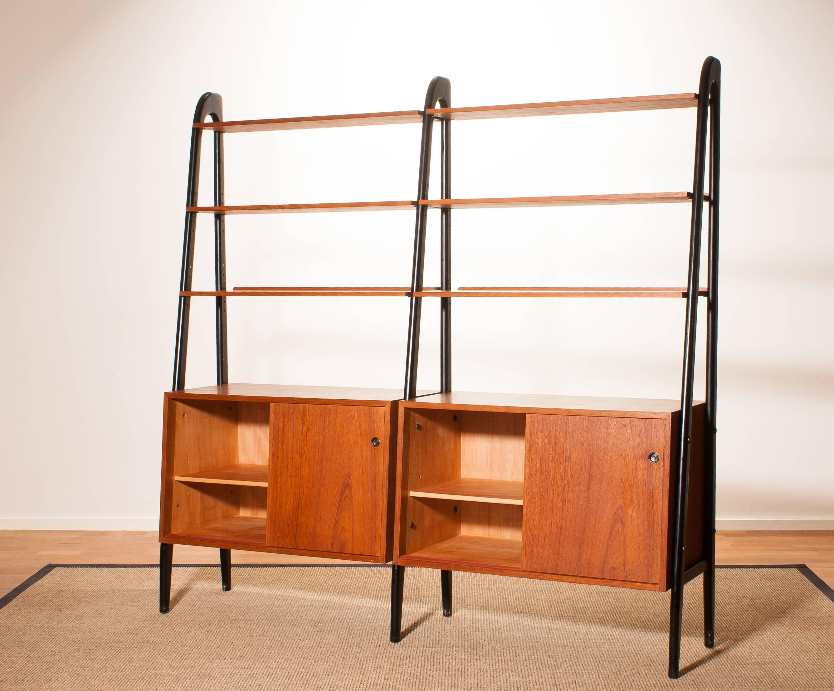 Mid-20th Century 1950s, Beautiful Double Teak Bookcase Roomdivider Cabinet by Bertil Fridhagen