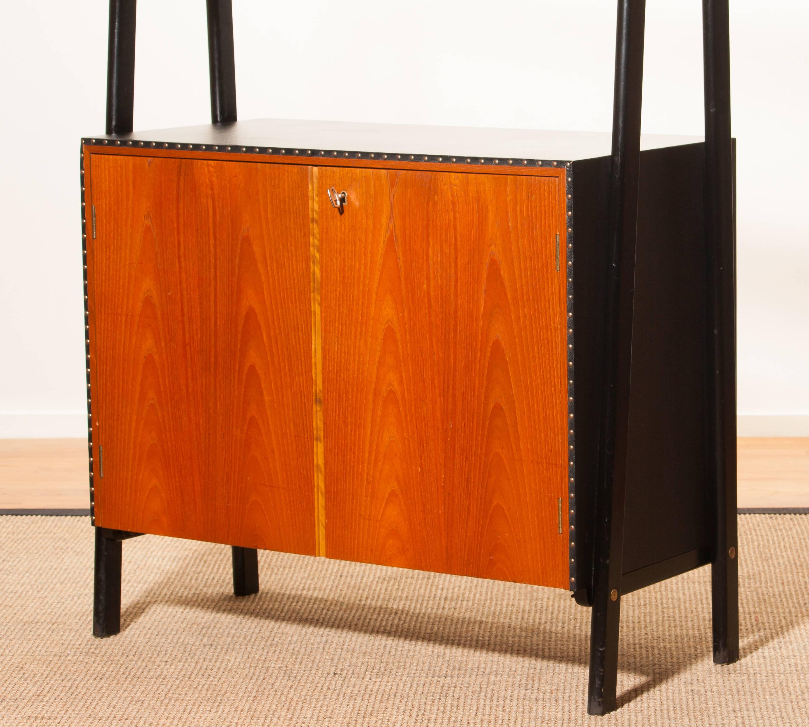 1950s, Teak and Skai Bookcase Secretaire by Bertil Fridhagen for Bodafors 4