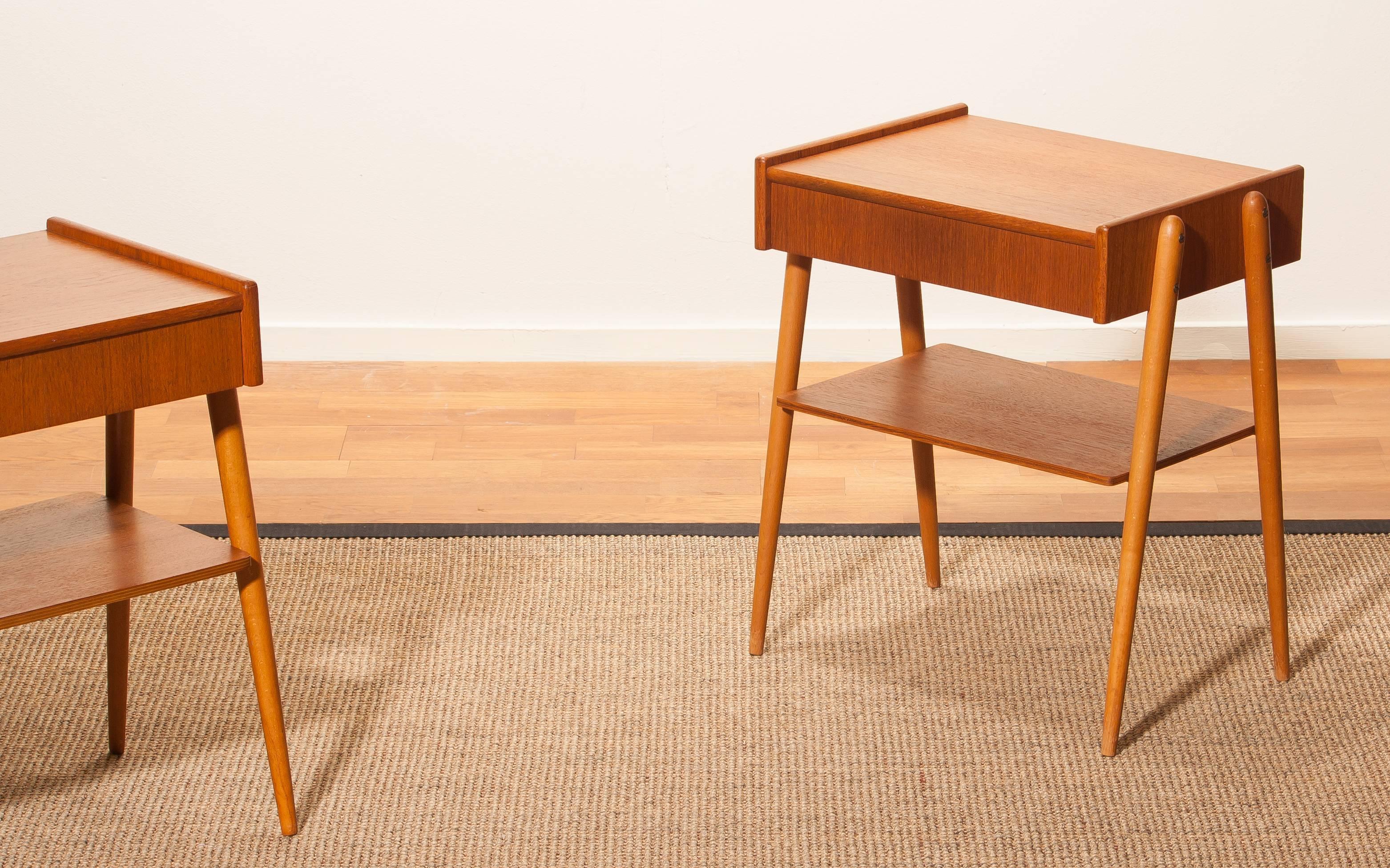 1960s, a Pair of Teak Bedside Tables 2