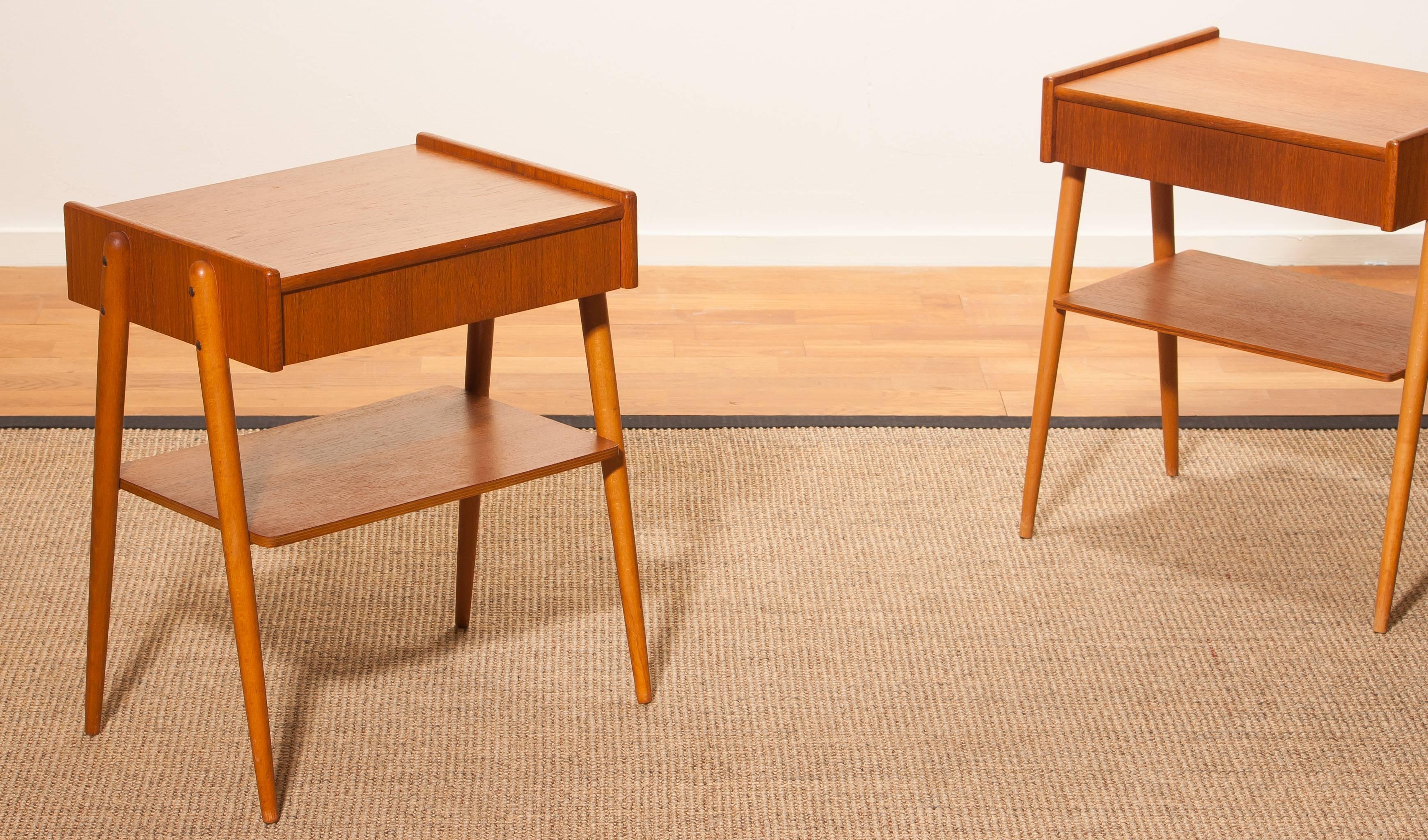 1960s, a Pair of Teak Bedside Tables 1