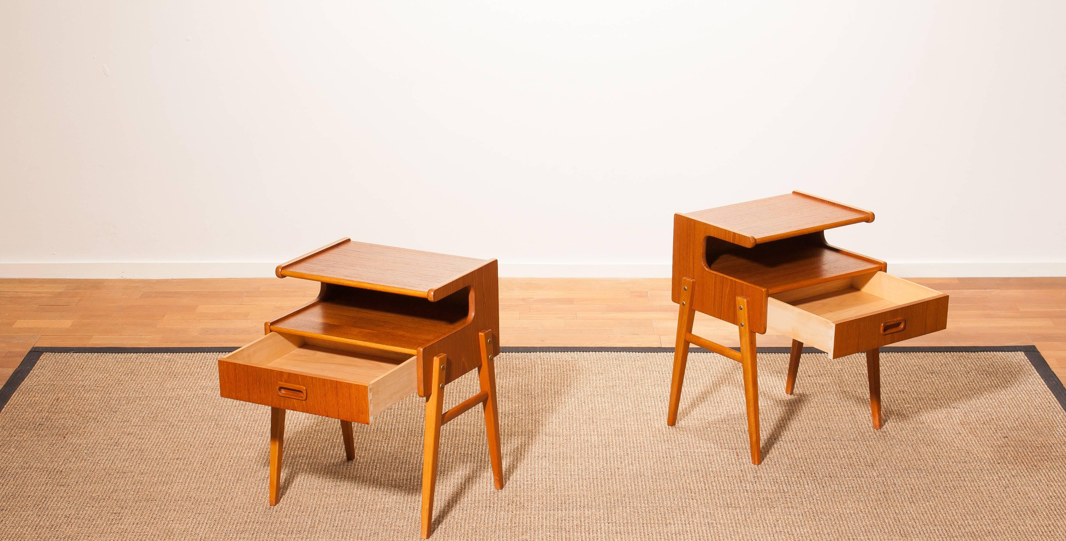 1960s Pair of Teak 'Model C' Bedside Tables In Excellent Condition In Silvolde, Gelderland