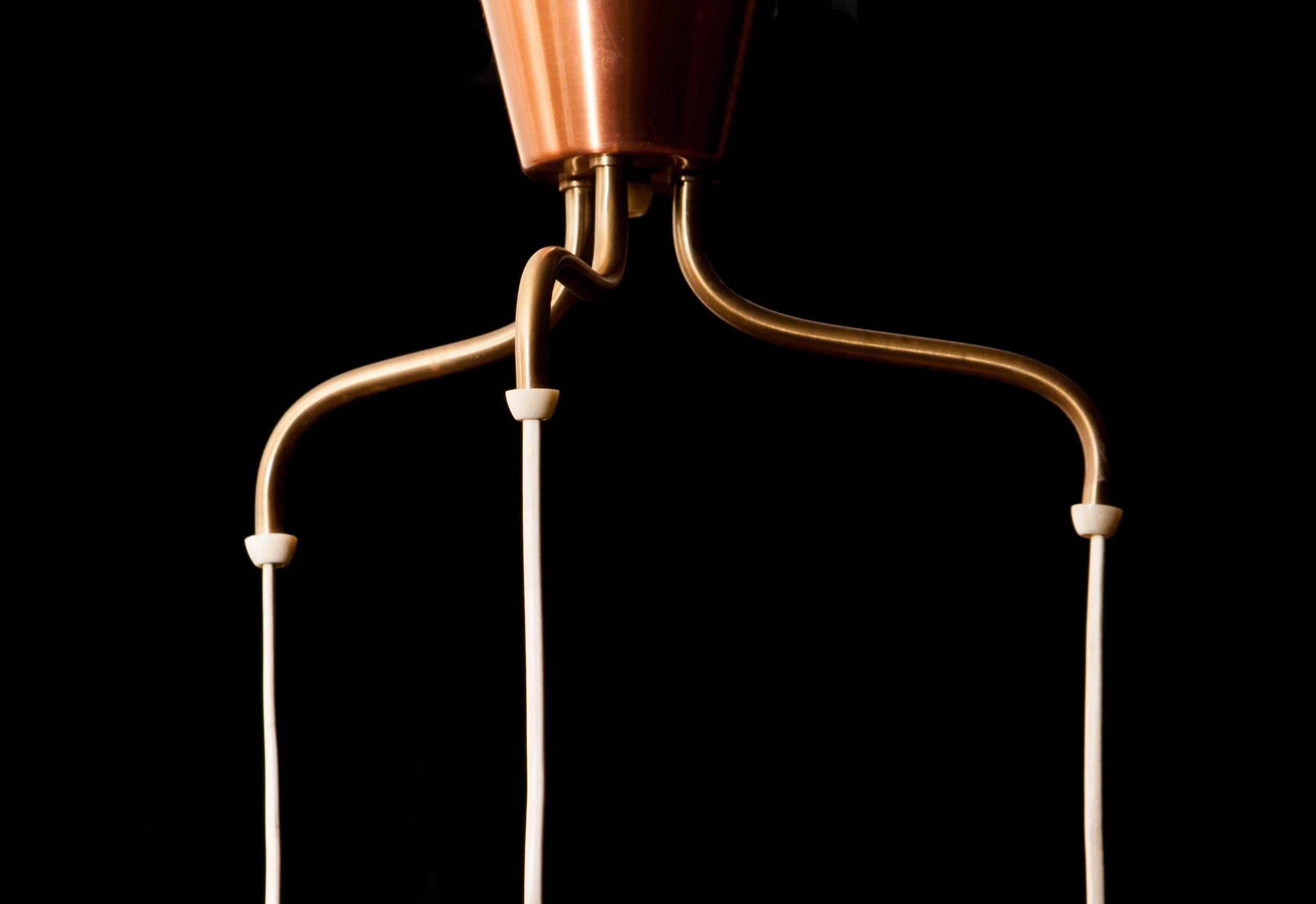 Mid-20th Century 1950s, Copper and Brass Pendant Lamp by Hans-Agne Jakobsson, Sweden